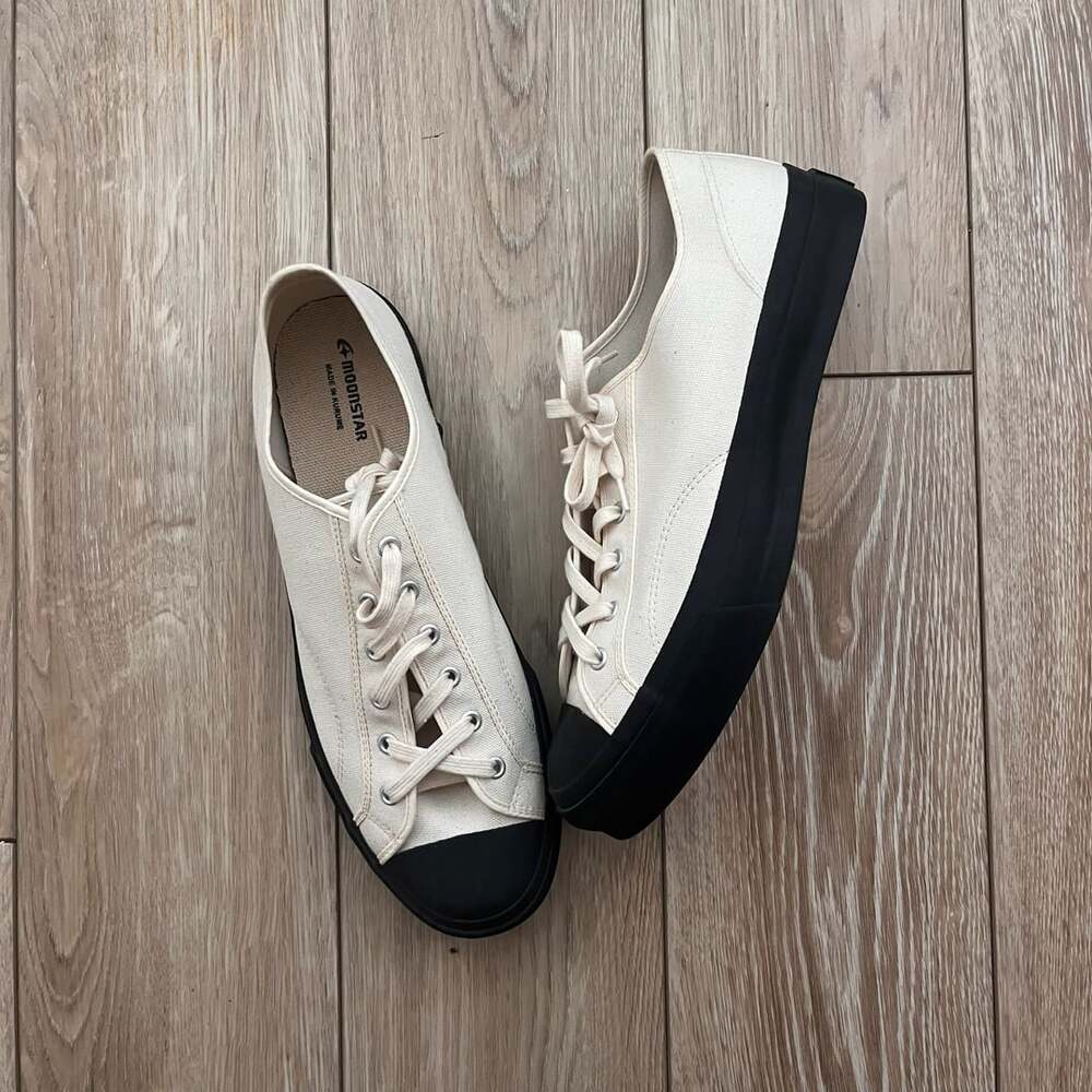 Moonstar Low Trainer Size 10 Natural Black Canvas Sneakers